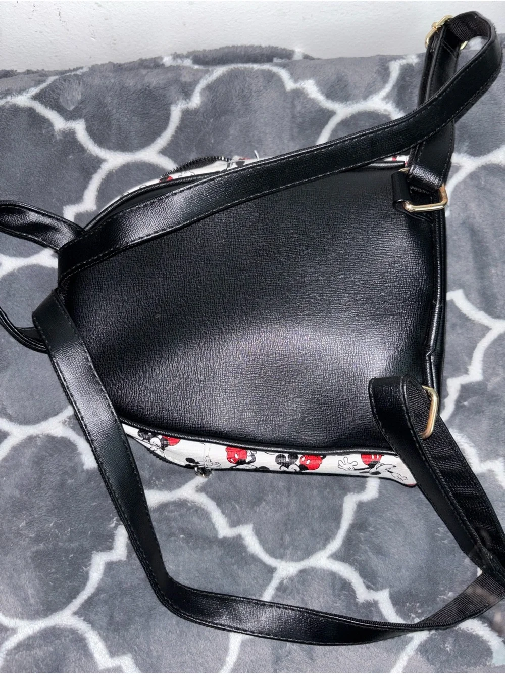 Disney Mini Backpack in White with Red and Black Mickey Print